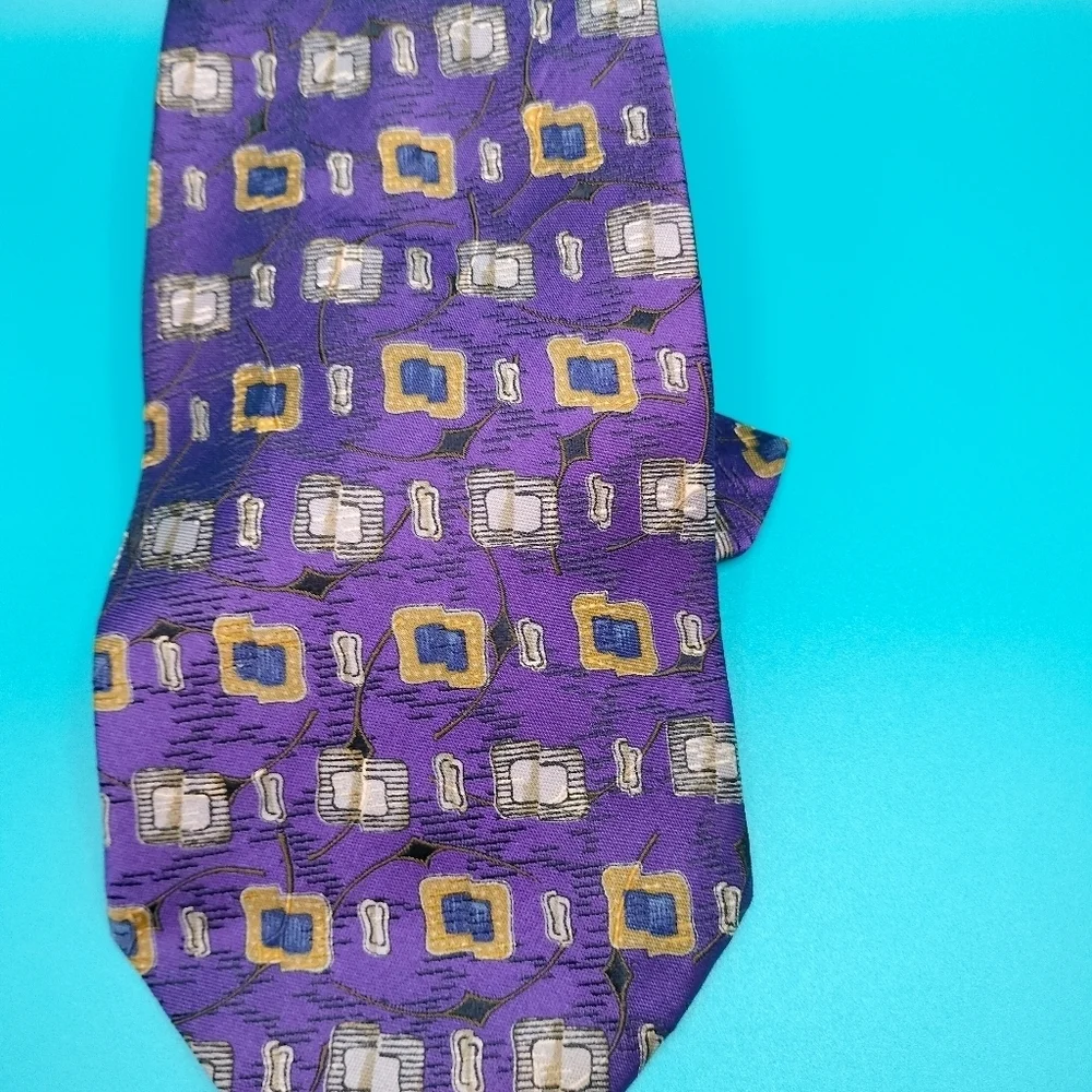 Robert Talbott Best of Class Necktie Tie Silk Geometric Square Handmade Purple T
